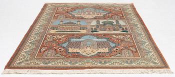 Rug, Tabriz area, signed. Approx. 260 x 170 cm.