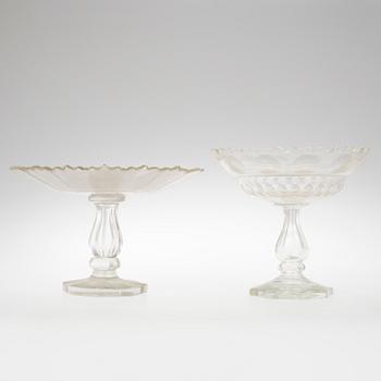 FAT SAMT SKÅL PÅ FOT, glas, 1800-talets andra hälft.