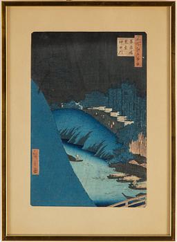 A Japanese woodcut print after Hiroshige. Early 20th century.