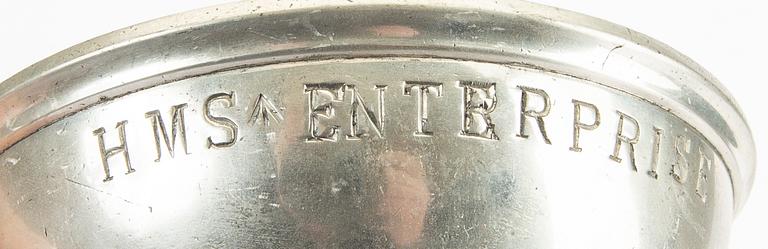 A set of five pewter tankards and six bowls England 20th century.
