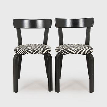 Alvar Aalto, stolar, 6 st, modell 69, Artek, 1900-tal.
