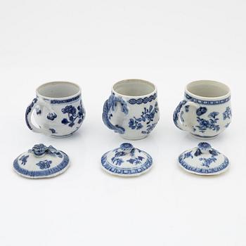 A set of six blue and white custard cups with stands, Qing dynasty, Qianlong (1736-95).