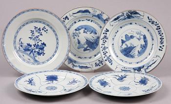 TALLRIKAR, 2+2+1 st, porslin, Kina, Qianlong, 1700-tal.