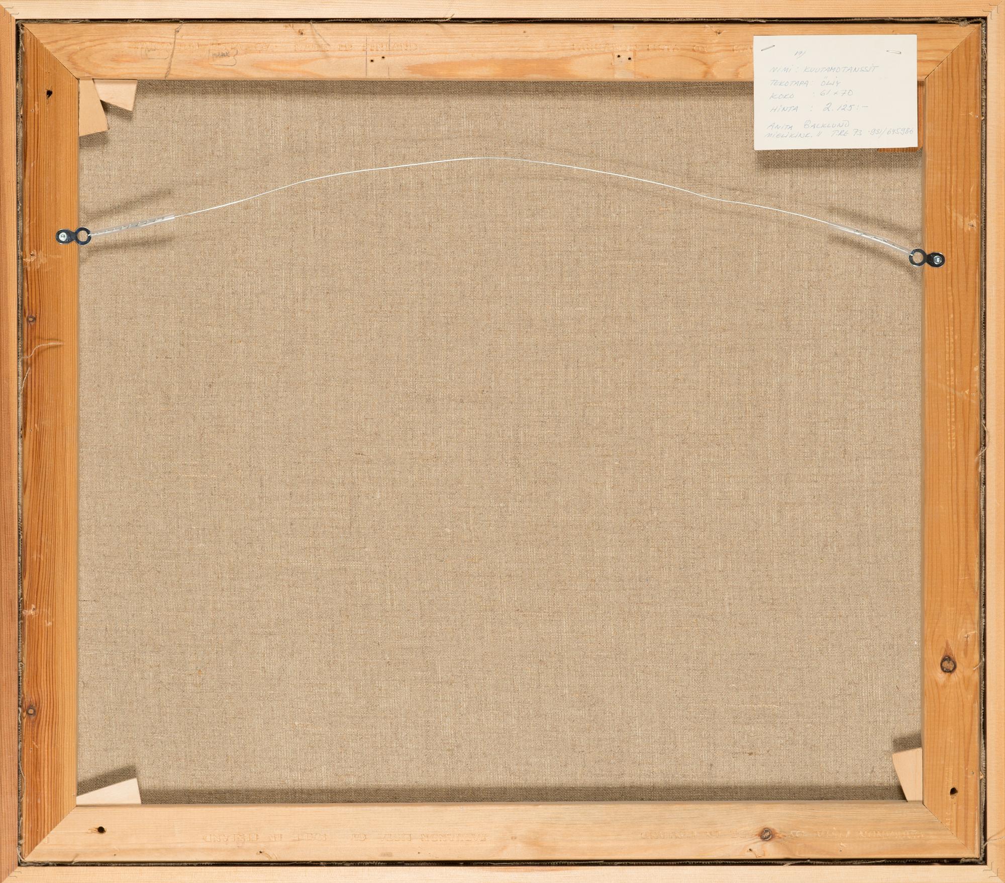 Anita Backlund, öljy kankaalle, signeerattu ja päivätty-87.