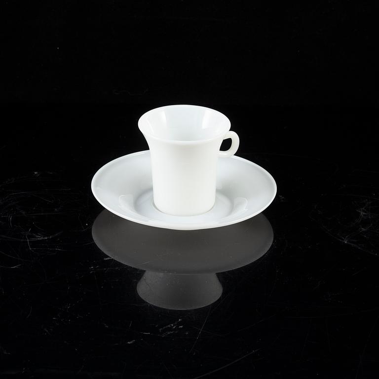 WILHELM WAGENFELD, a chocholate cup and a plate, Jenaer Glaswerk, Schott & Gen, Germany.