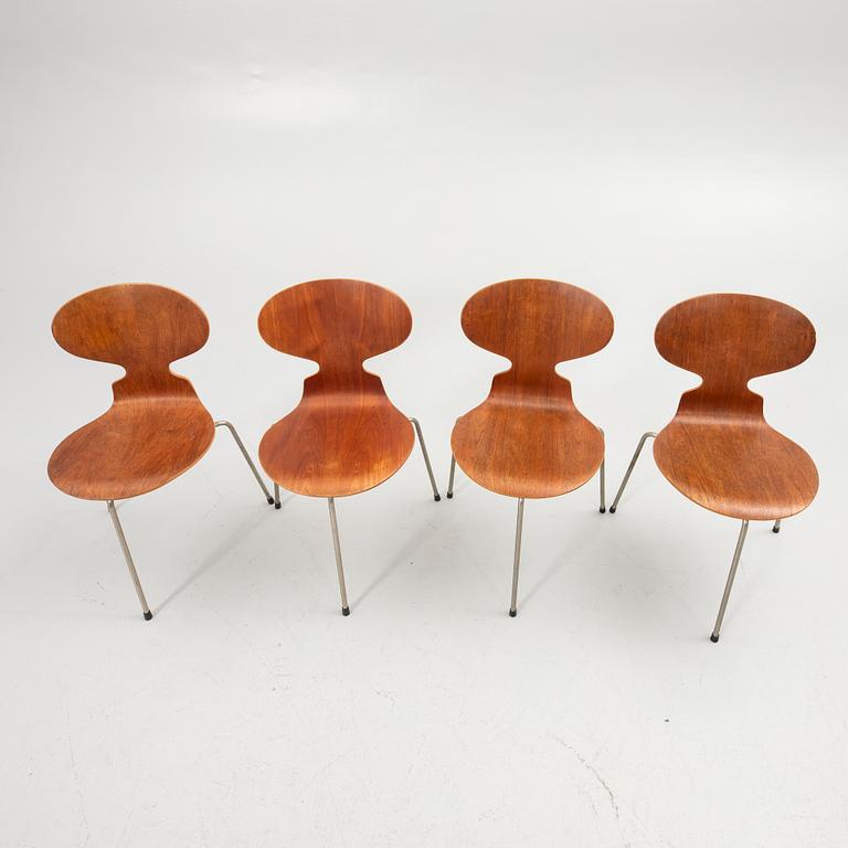 Arne Jacobsen, Four chairs, “Ant”, Fritz Hansen, 1950s/60s.