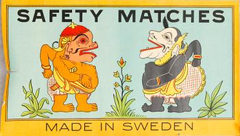 SAMLING REKLAMAFFISCHER för tändstickor, 1900-talets första hälft.