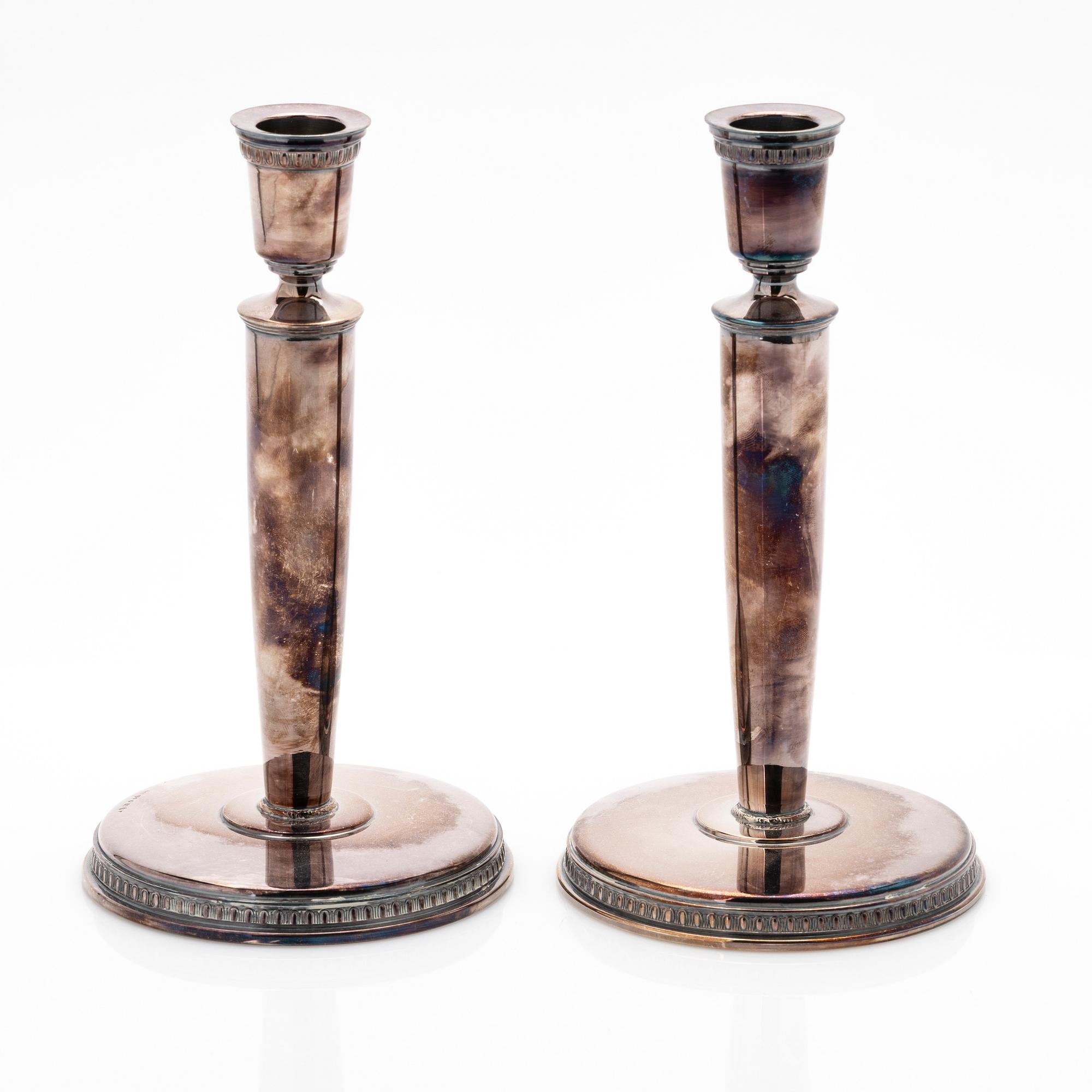 Candlesticks, a pair, silver, GAB, Stockholm, 1956.