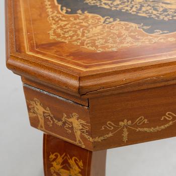 A gaming table and two chairs from Italy, 1950s.