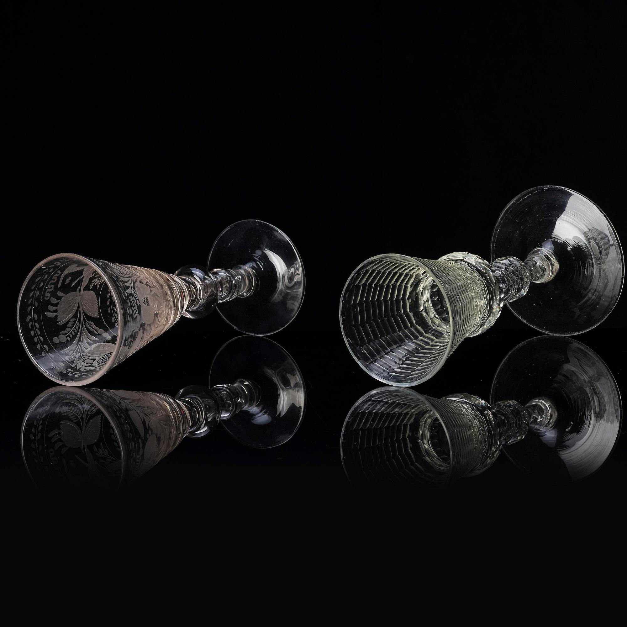 A german cut glass beaker, and a an engraved beaker, 18th century.