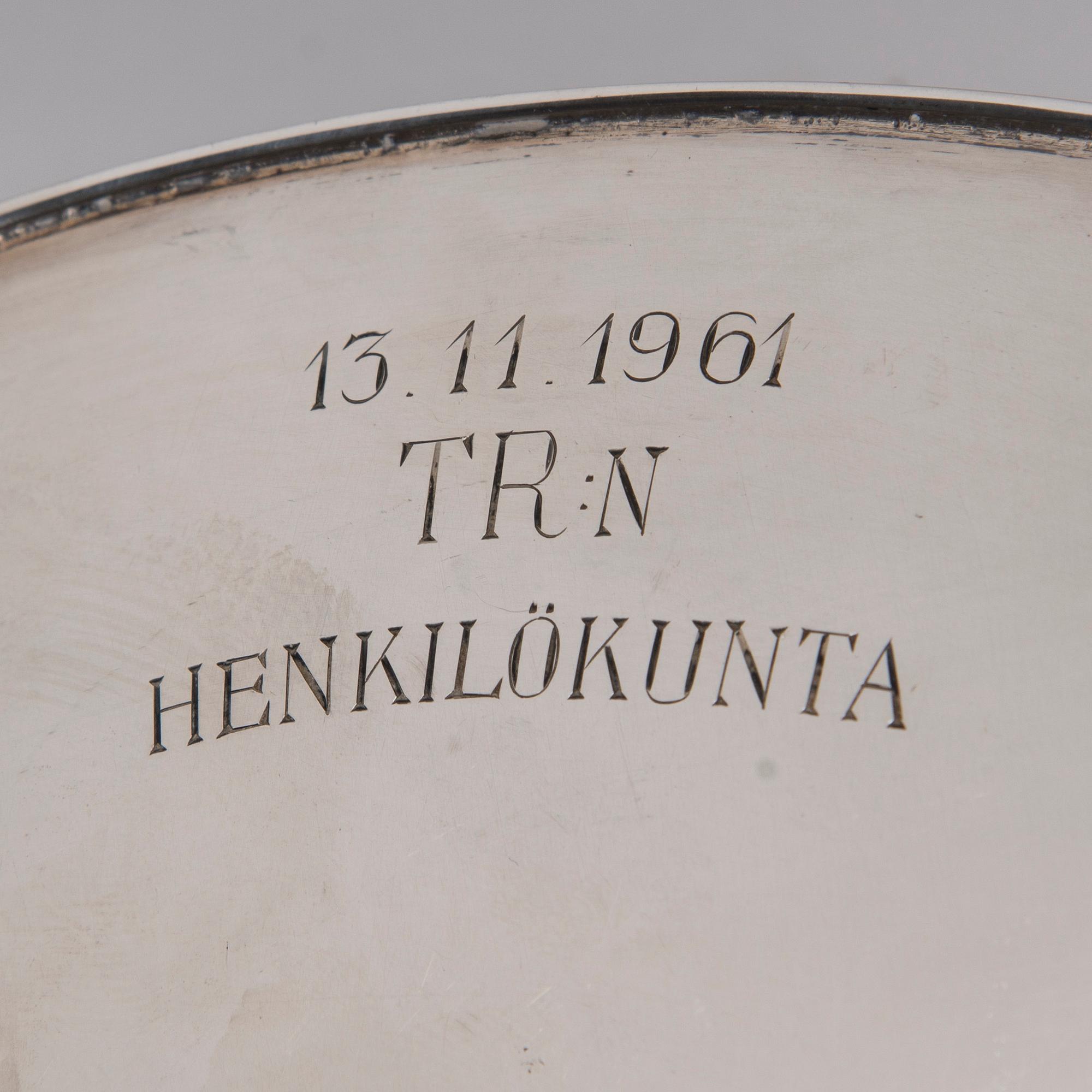 FAT, silver, Tapio Wirkkala, Hopeakeskus, Tavastehus 1961. Vikt ca 268 g.