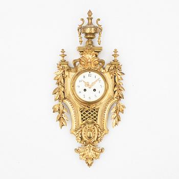 A bronze Louis XVI style wall clock, Japy Frères, France, circa 1900.