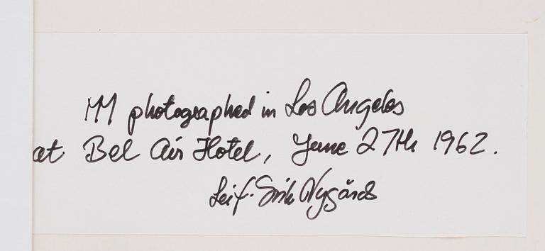 "Marilyn Monroe photographed in Los Angeles at Bel Air Hotel, June 27th 1962.".