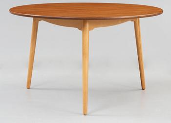 HANS J WEGNER, matgrupp, 6 st "Hjertestolen" och bord, Fritz Hansen, Danmark ca 1963.