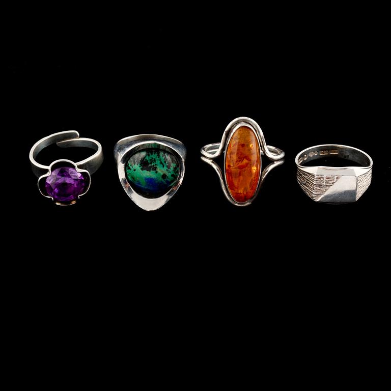 RINGAR, 4 st, silver, delvis Alton Falköping. Vikt 23,9 g.