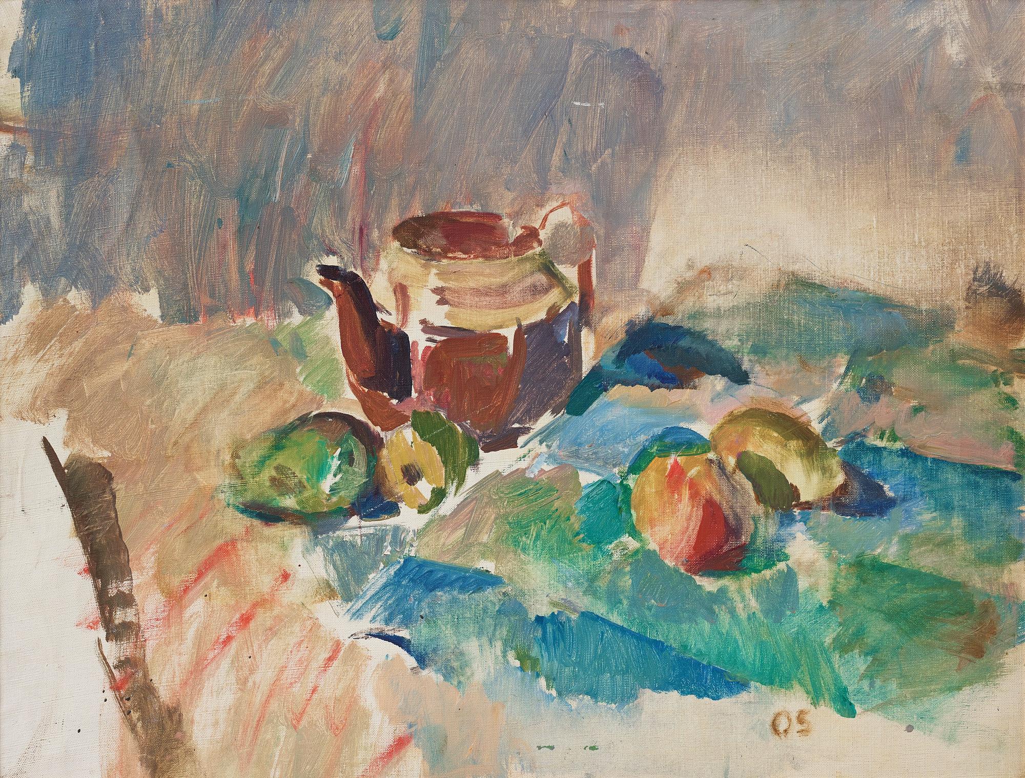 Olle Skagerfors, Stilleben med kanna och frukter.