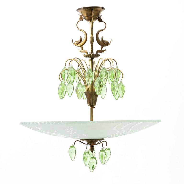 Taklampa, Swedish Modern, Orrefors, 1930/40-tal.