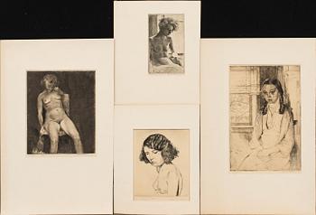 HARALD SALLBERG, a set of four etchings signed dated and numbered.