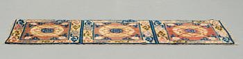 MATTO, a meditation rug, three squares, an antique Ningxia, China, the Qing dynasty, ca 166 x 58,5 cm.