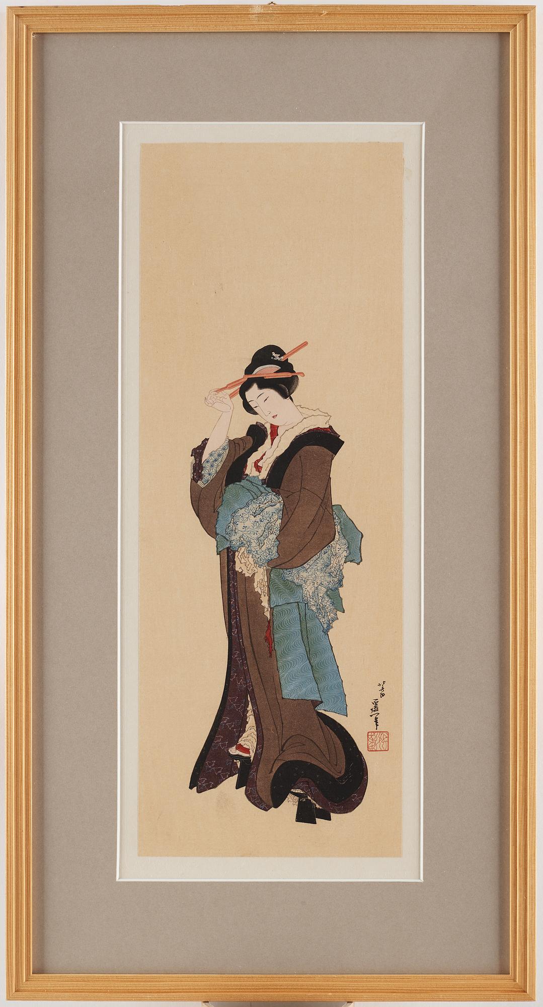 KATSUSHIKA HOKUSAI (1760–1849), efter, color woodblock print. Japan, presumably 20th century.