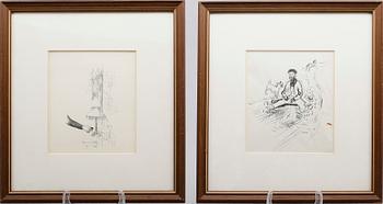 RAGNAR LINDEN, blyerts- och tuschteckningar, 9 st, signerade.