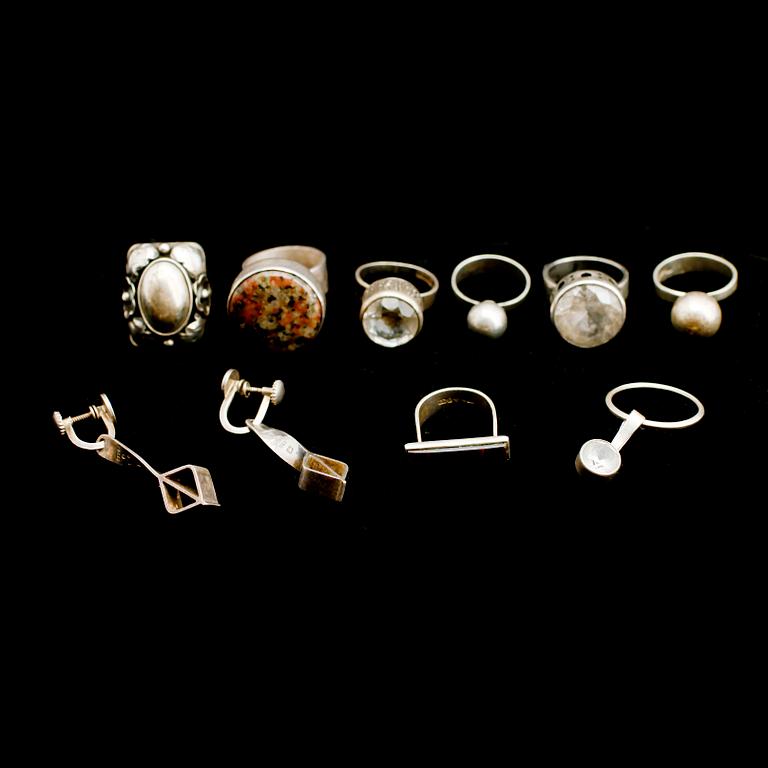 SILVERSMYCKEN, 9 delar, 1900-talets mitt. Vikt ca 55 g.