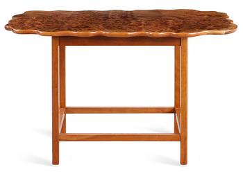 A Josef Frank burrwood and cherry table, Svenskt Tenn, model 1058.