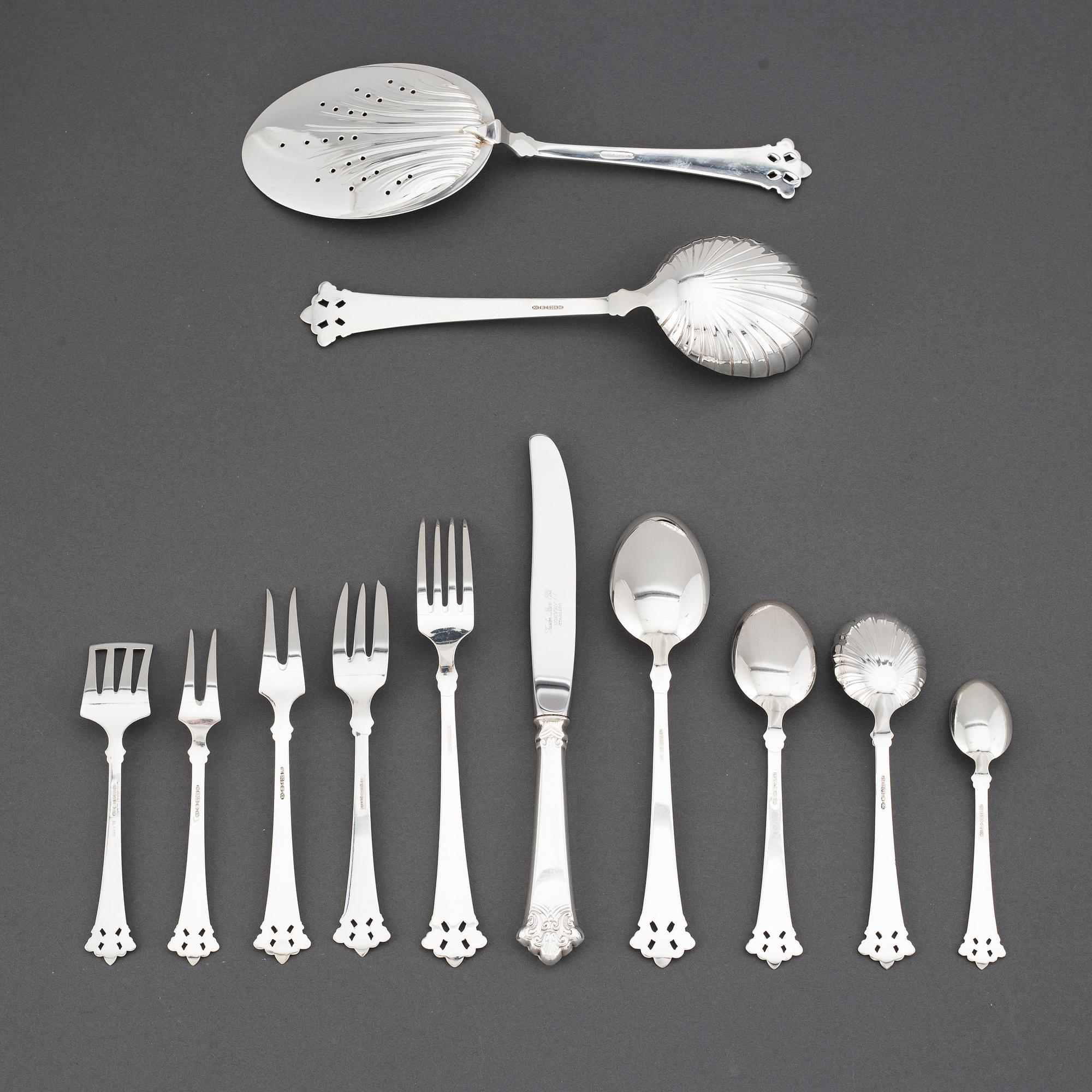 A silver cutlery, 'Anitra', Magnus Aase, Th. Olsens eftf, Norway (42 pc).