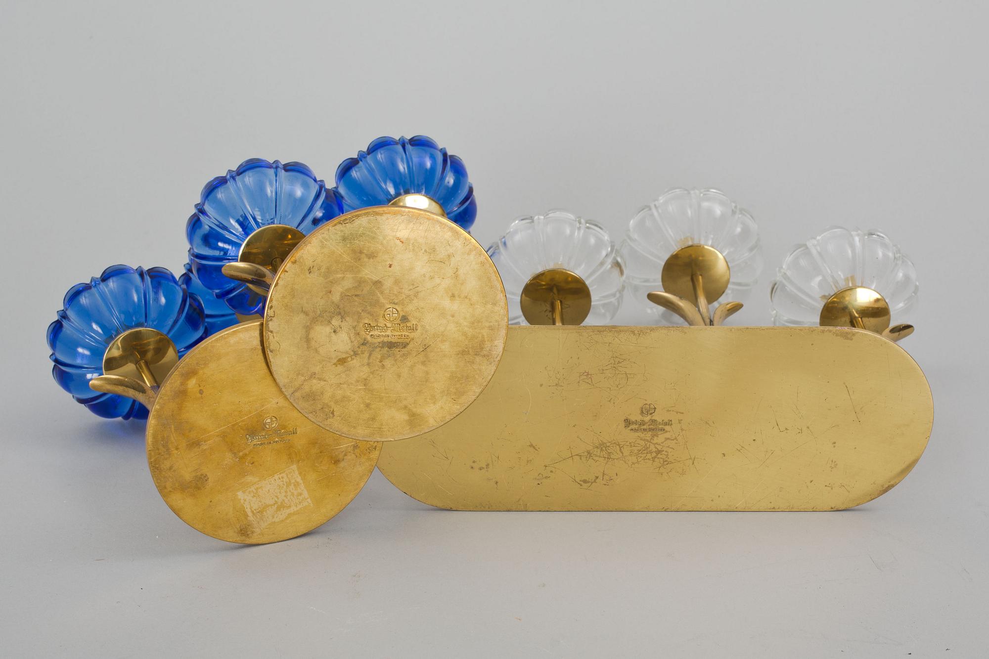 LJUSSTAKAR, 2+1, design Gunnar Ander, Ystad metall. 1900-talets mitt.