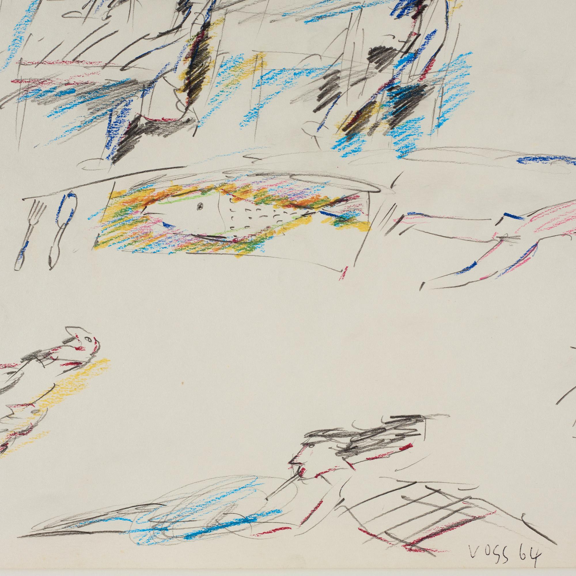 JAN VOSS, teckning, signerad och daterad -64.