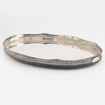 A silver plated tray, 20th Century.