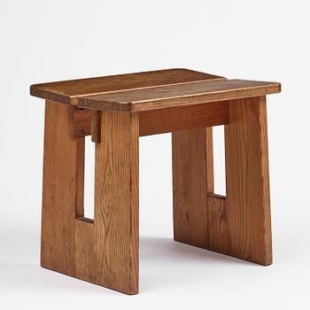 Axel Einar Hjorth, a "Skoga" stained pine stool, Nordiska Kompaniet, Sweden, 1930s.