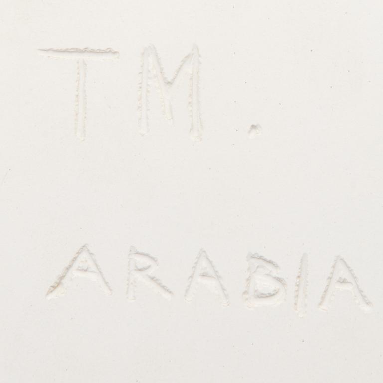 TOINI MUONA, VÄGGPLAKETT, Blad. Signerad TM Arabia.