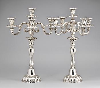 KANDELABRAR, ett par, silver. Hugo Böhm, Tyskland. 1800/1900-tal.
