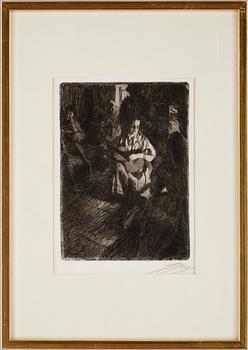 Anders Zorn · ANDERS ZORN, etsning,"Musik i stugan", sign.