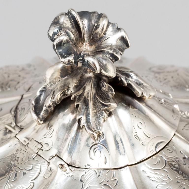 A Swedish 19th century silver tea pot, mark of Christian Hammer, Stockholm 1849.