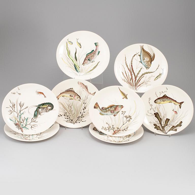 A set of eight fisk plates, "Fish", Johnson Bros, England, second half of the 20th century.