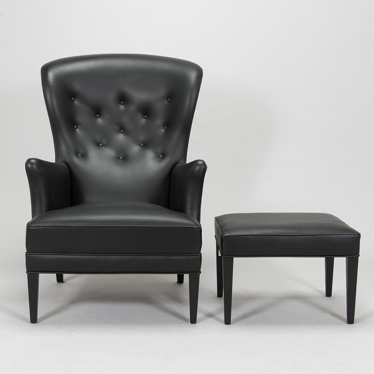 Frits Henningsen, fåtölj, "Heritage Chair", modell "FH419", och fotpall, Carl Hansen & Son, Danmark.