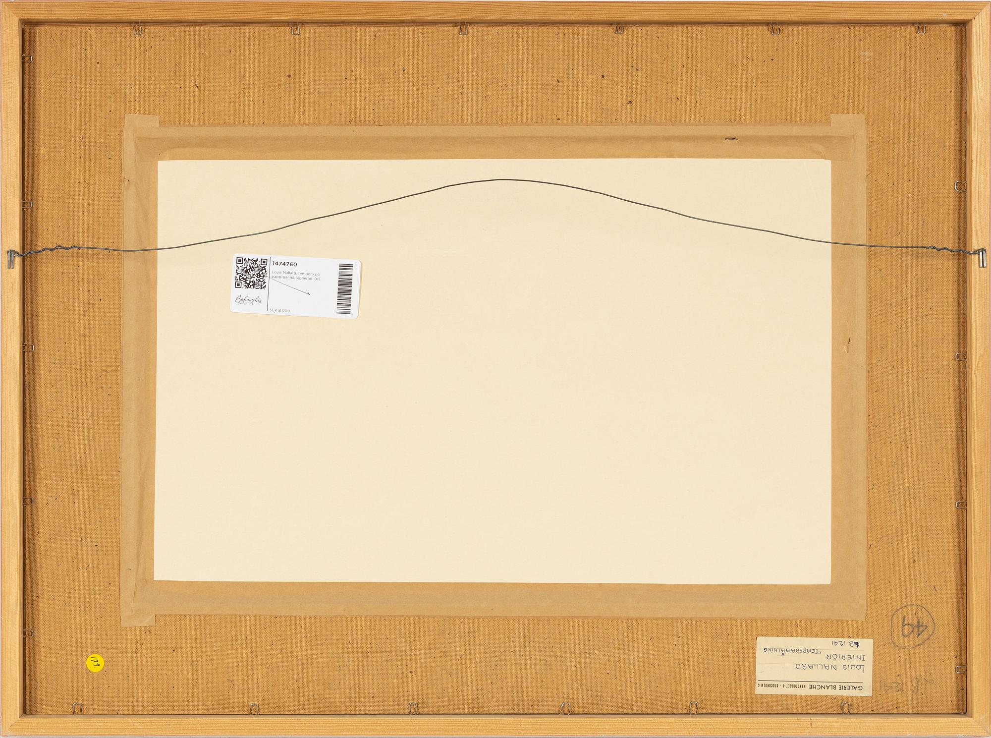 Louis Nallard, tempera on paper-panel, signed.