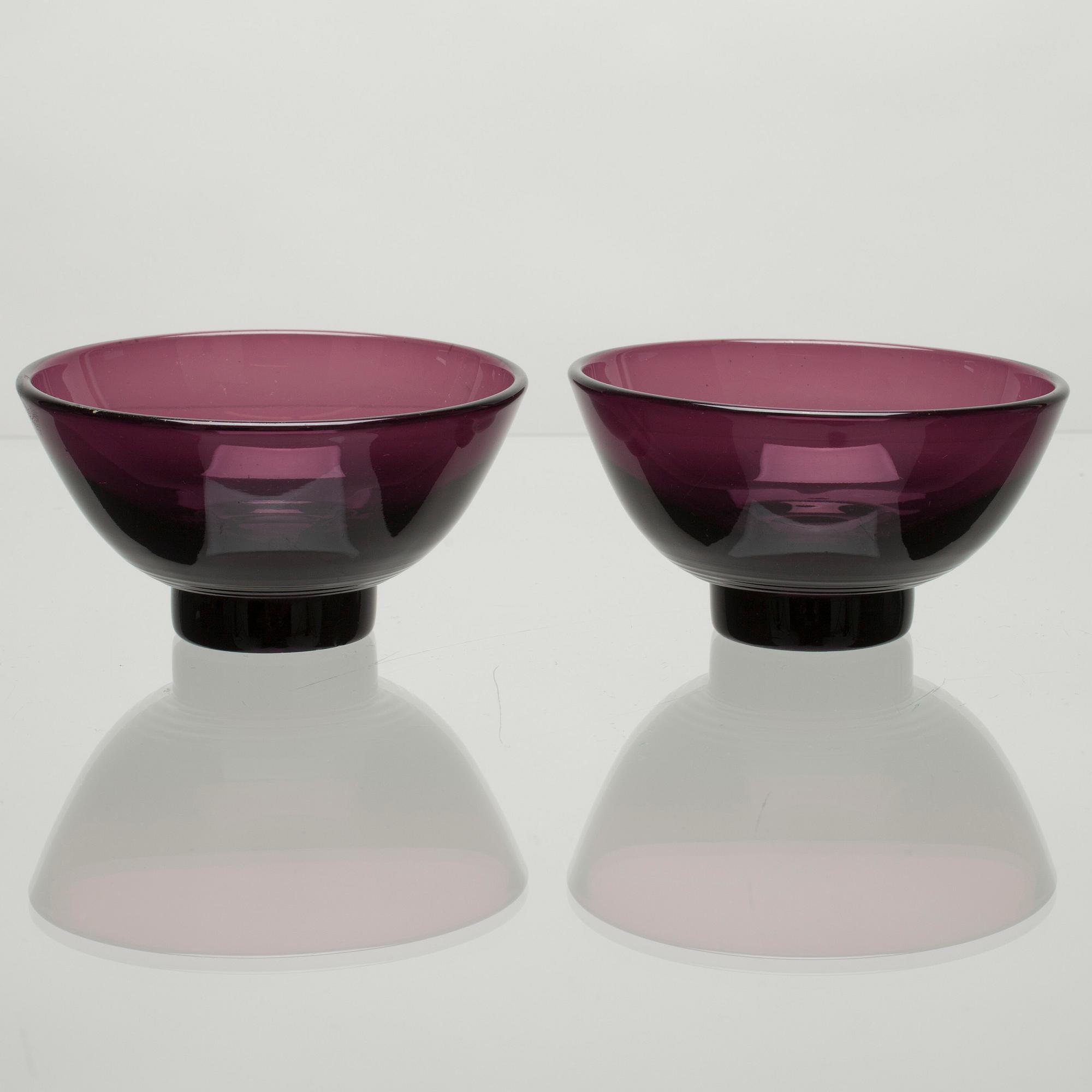 DESSERTSKÅLAR, 8 st, glas, Karhula-Iittala, 1900-talets mitt.