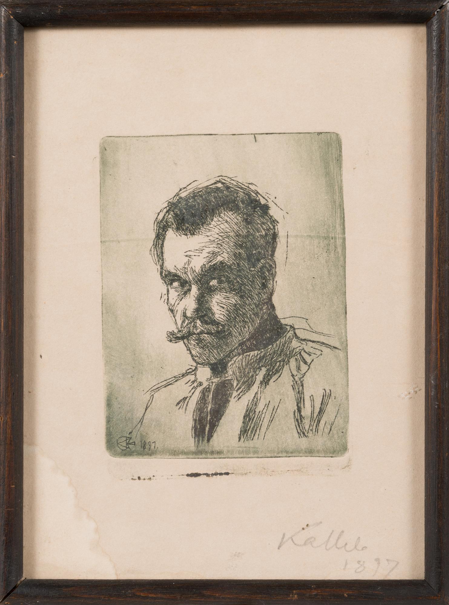 AKSELI GALLEN-KALLELA, etching, later signature with pencil "Kallela 1897".