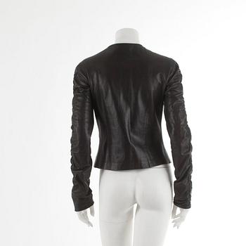 GUCCI, a black leather jacket. Italian size 44.