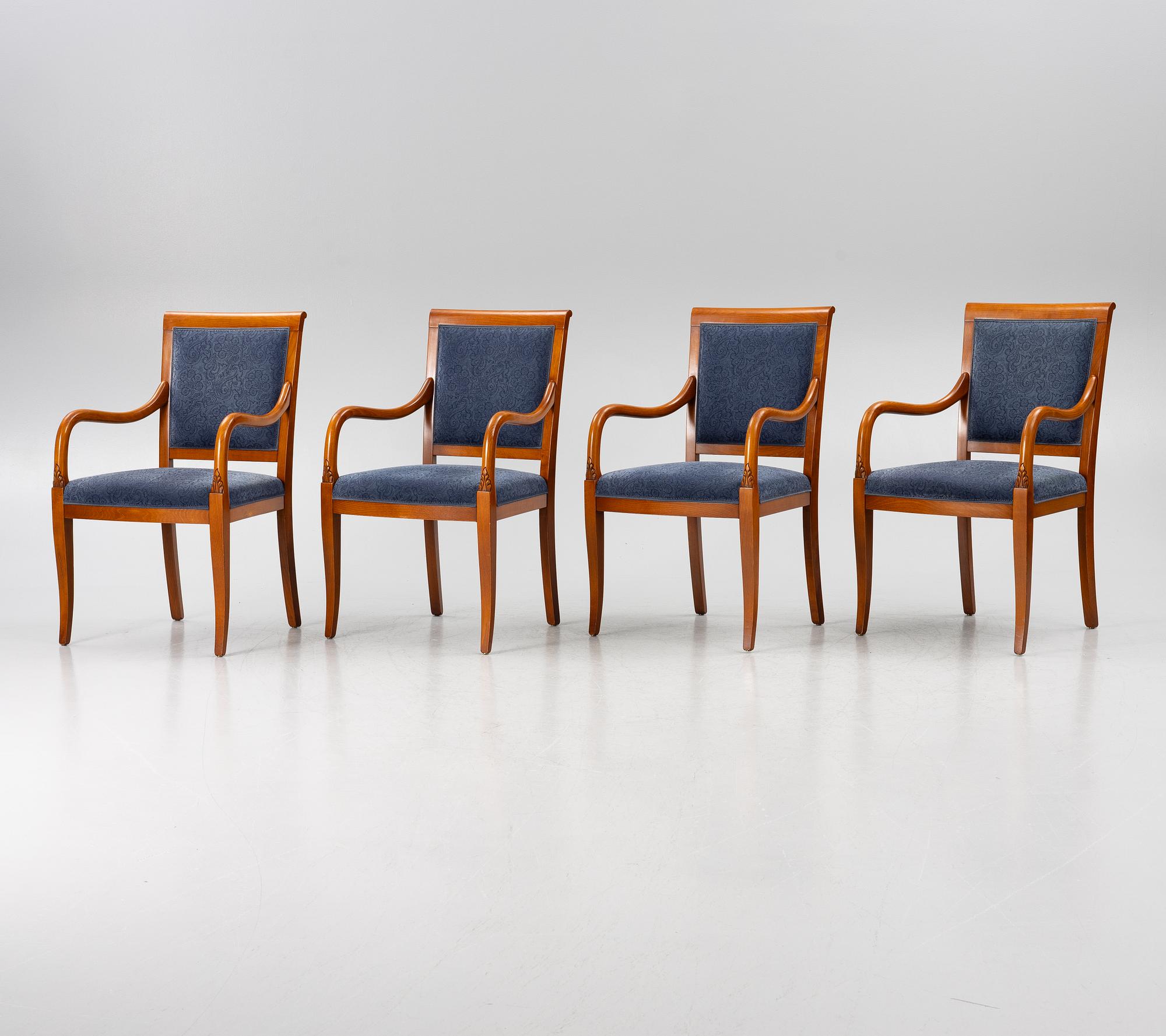 Four Empire style armchairs, Selva, Italy.