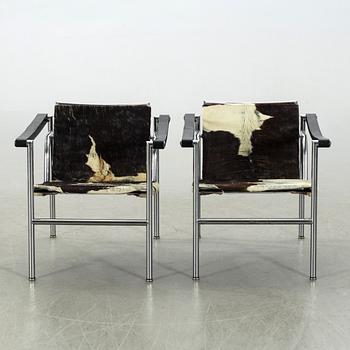 LE CORBUSIER, a pair of armchairs, "LC 1", Cassina.