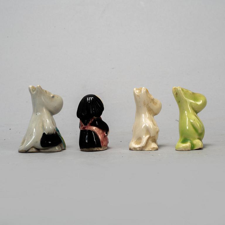 SIGNE HAMMARSTEN-JANSSON, eight ceramic Moomin figurines from Arabia, Finland, 1950's.