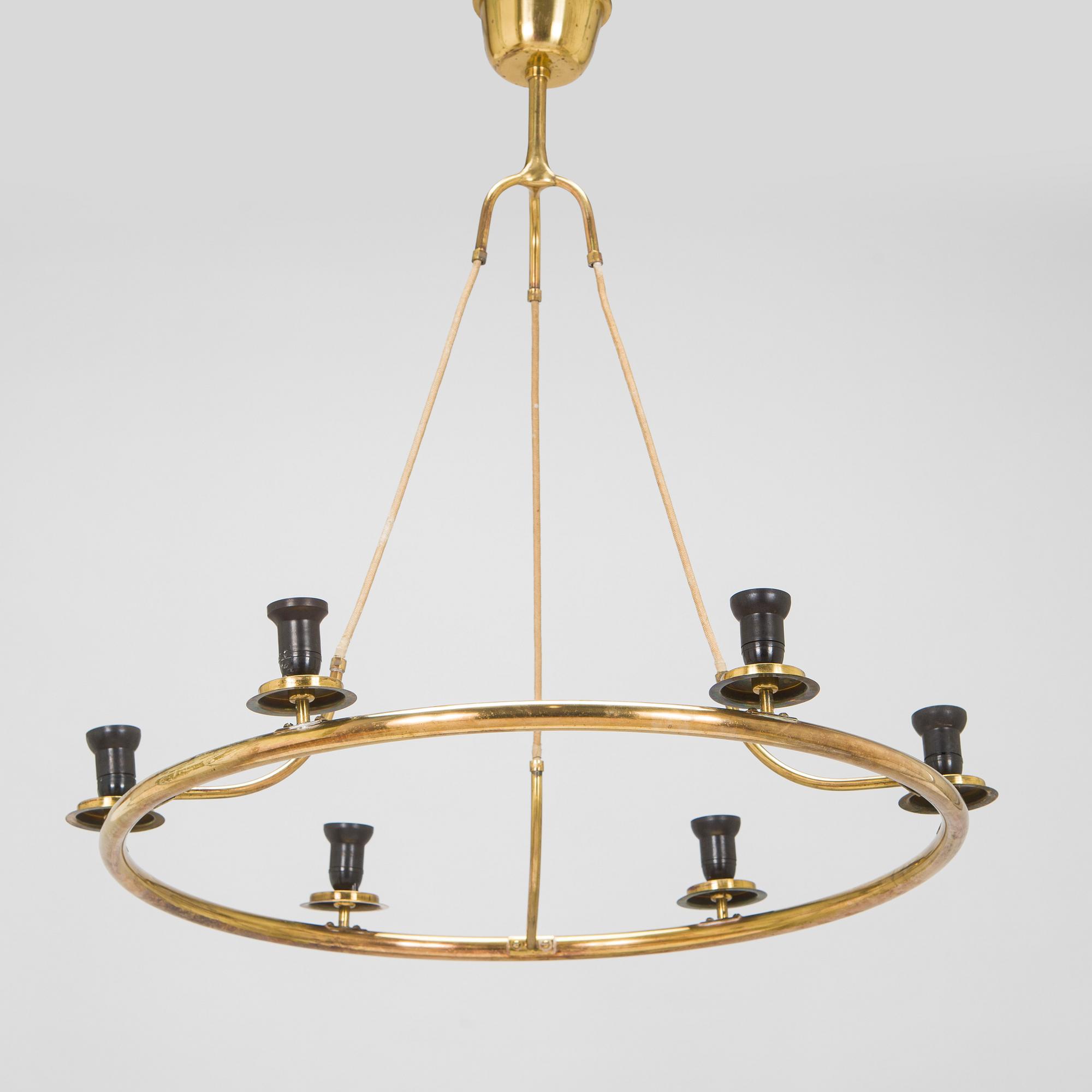 Paavo Tynell, taklampa, modell 6385/6 för Taito. Beställningsarbete 1938.