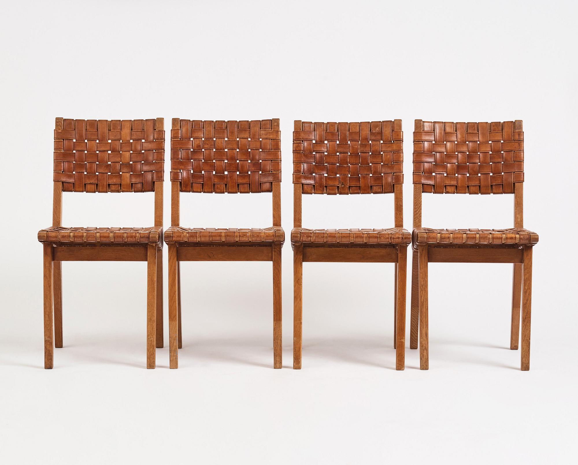 Jens Risom, fyra stolar, Knoll, USA, 1940-tal.