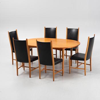 Carl Östergren, dining group, 6 chairs and dining table, made by master carpenter David Sjölinder around 1962.
