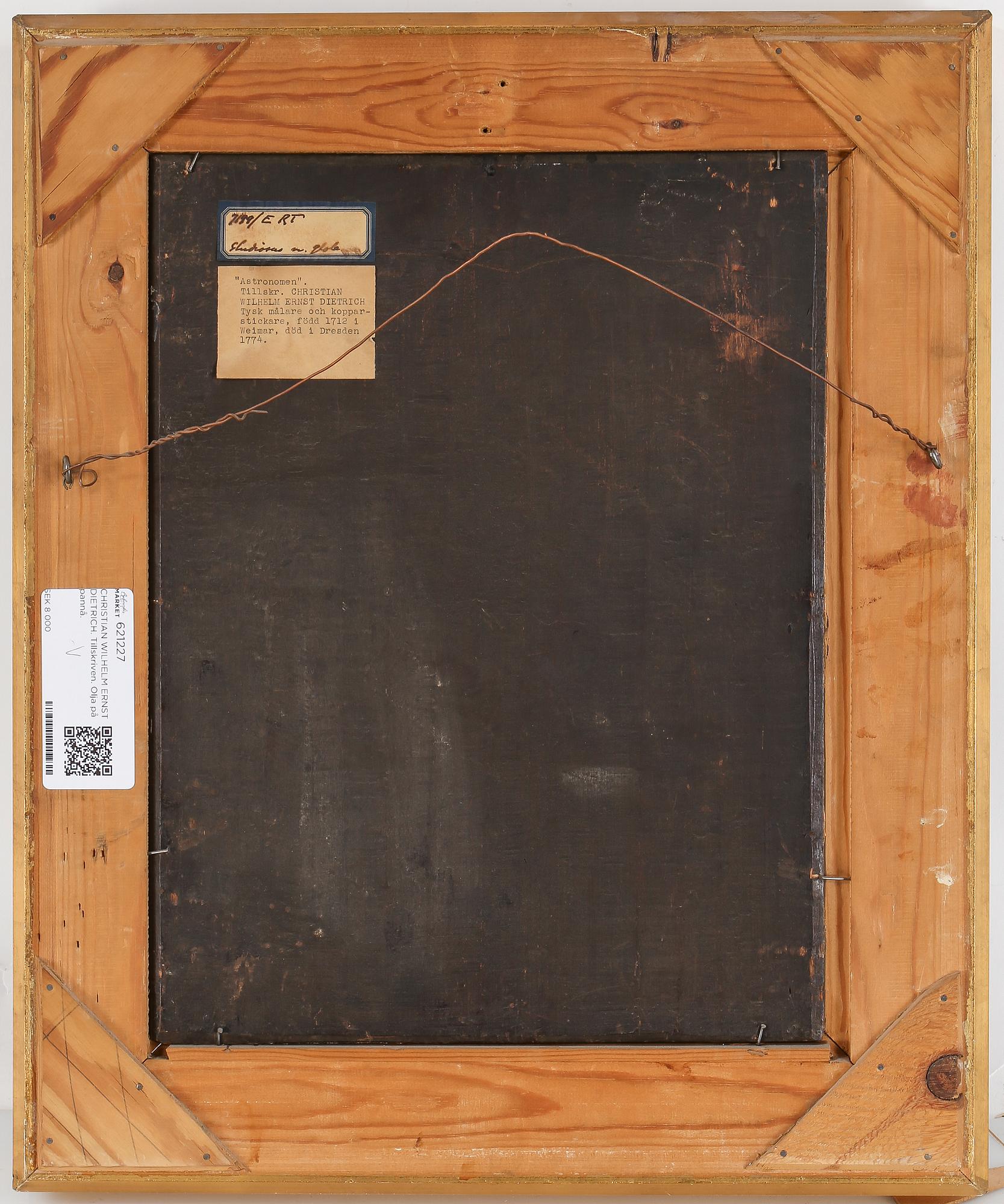 CHRISTIAN WILHELM ERNST DIETRICH. Tillskriven. Olja på pannå.