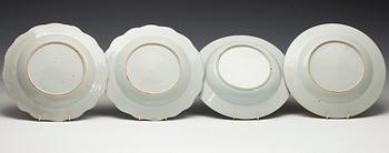 TALLRIKAR, 4 ST, porslin, Kina, Qianlong 1736-1795.